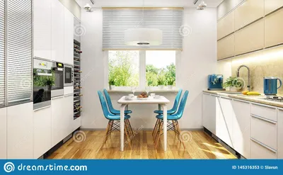 Современный белый дизайн интерьера кухни Стоковое Изображение - изображение  насчитывающей крыто, светильник: 145316353