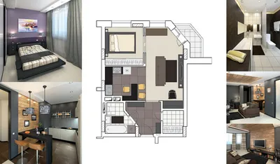 Дизайн проект однокомнатной квартиры 36 кв.м » Современный дизайн на  Vip-1gl.ru