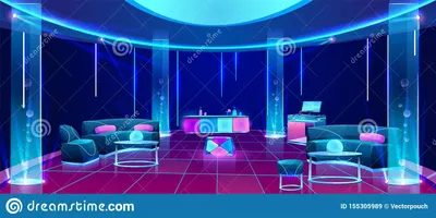 Дизайн интерьера ночного клуба или бара с мебелью Иллюстрация вектора -  иллюстрации насчитывающей стол, свет: 155305989