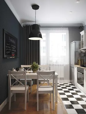Дизайн кухни 9 кв.м фото современной угловой кухни 9 кв. м. с холодильником  и диваном в пан… | Design interior escandinavo, Interior de cozinha,  Interiores de casas