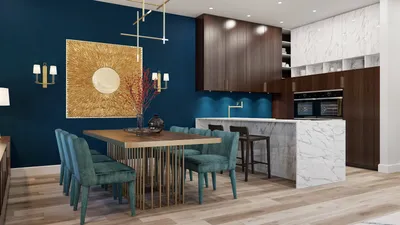 Кухня в синем цвете: фото, видео дизайнерских хитростей