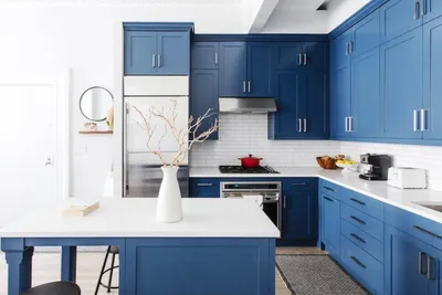 Кухня в синем цвете - 70 фото