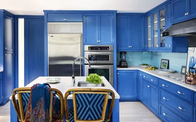 Кухня в синем стиле - 48 фото