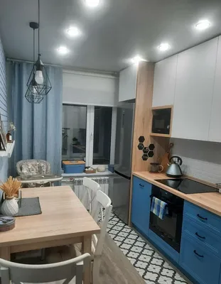 Кухня синяя с деревом: дизайн и фото в интерьере, какие элементы интерьера  кухни можно выполнить в синем цвете, советы по оформлению синей кухни с  деревом, какие оттенки синего использовать в интерьере кухни