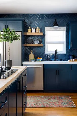 Синяя кухня - ТОП-180 фото лучших дизайнов, плюсы и минусы цветовой гаммы,  идеи оформления и декора кухни