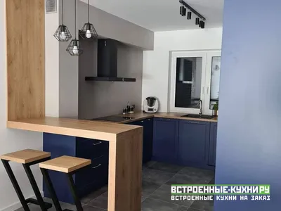 П-образная кухня у окна с барной стойкой по индивидуальным размерам - Кухни  на заказ по индивидуальным размерам в Москве