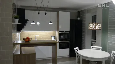Дизайн кухни в г.Тольятти из МДФ современные кухни угловые кухни, кухня-гостиная  кухни с барной стойкой, кухни с пеналом модель Фреш белые