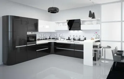 Кухня бело черная дизайн - 68 фото
