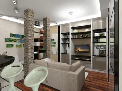 Ellen Po дизайн бюро: Дизайн однокомнатной квартиры площадью 36-50 кв.м.