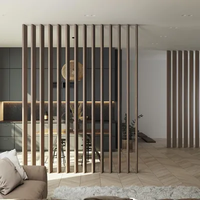 Реечные деревянные перегородки для зонирования комнаты от Sofia - купить в  Краснодаре