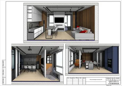 Дизайн-проект однокомнатной квартиры 46 кв.м. on Behance