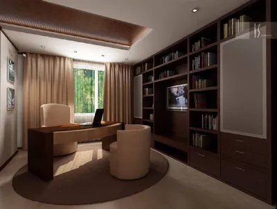 Дизайн интерьера кабинета: в офисе, домашний, оборудуем в доме, стили  оформления - английский, классический, современный | iLEDS.ru