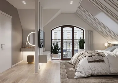 Дизайн спальной комнаты | Спальня в мансарде дизайн, Интерьеры спальни,  Интерьер