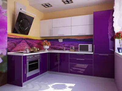 Кухня в фиолетовом цвете - 69 фото