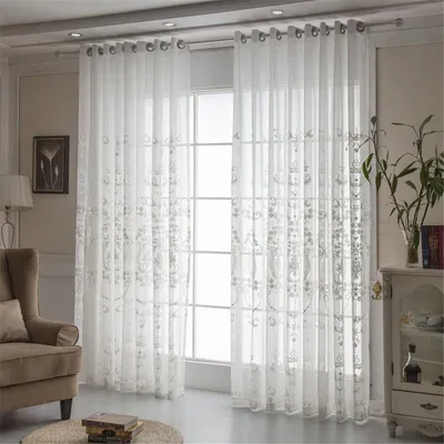 Белый Тюль с вышивкой в прихожей, прозрачные Занавески для спальни,  гостиной, оконные шторы в европейском стиле, занавески из вуали - купить по  выгодной цене | AliExpress
