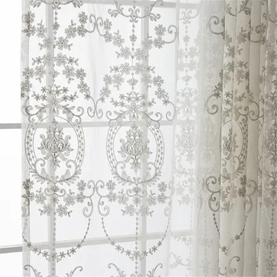 Белый Тюль с вышивкой в прихожей, прозрачные Занавески для спальни,  гостиной, оконные шторы в европейском стиле, занавески из вуали - купить по  выгодной цене | AliExpress