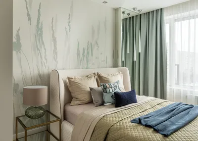 Спальни среднего размера с обоями на стенах – 135 лучших фото дизайна  интерьера спальни | Houzz Россия
