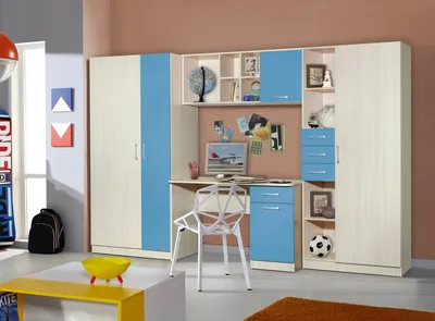 Детская стенка Симба: шкаф, стол, полка, пенал - Детская мебель Симба:  двухъярусная кровать, кровать-чердак, модульная серия