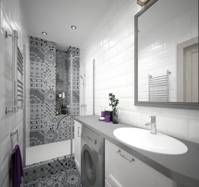 Дизайн узкой ванной комнаты - 59 фото