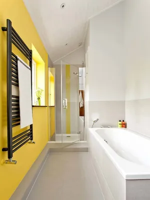 Узкая длинная ванная комната - 74 фото