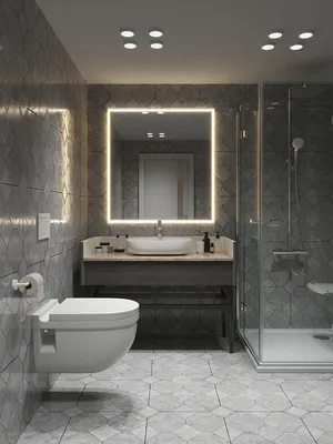 Тренд для всех интерьеров — тёмная плитка в ванной комнате!