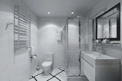 Ванная с душевой 8 кв.м. в коттедже ➤ смотреть фото дизайна интерьера