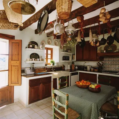 Дизайн деревенской кухни - 69 фото