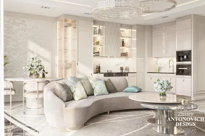 Элитный дизайн гостиной в ЖК \"Busov Hill\" ⋆ Студия дизайна элитных  интерьеров Luxury Antonovich Design