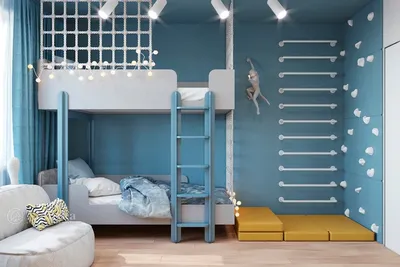 Детская для двух мальчиков со спортивной зоной и двухъярусной кроватью |  Детская мебель | Дизайн | Mamka™ | Дзен