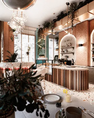 Современный интерьер кафе в Москве | Candellabra