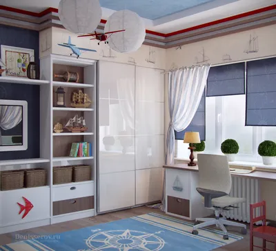 дизайн детской комнаты 18 кв м в морском стиле | Студия Дениса Серова
