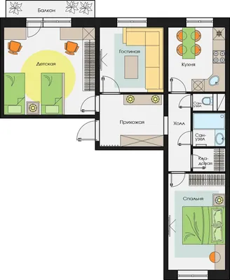 Планировка 3 комнатной квартиры в доме 97 серии – фото и проекты  оптимальной планировки ремонта трешки | Houzz Россия
