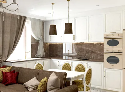 Дизайн интерьера кухни гостиной в стиле классики. Abitant Москва