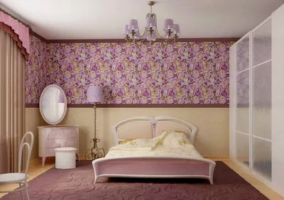 Дизайн поклейки обоев в спальне комбинированный - 67 фото