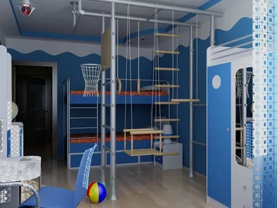Детская комната со шведской стенкой - 70 фото