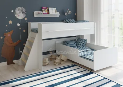 Детская выкатная двухъярусная кровать Легенда 23.3 белая — купить за  24960.00 руб. в Москве по цене производителя!
