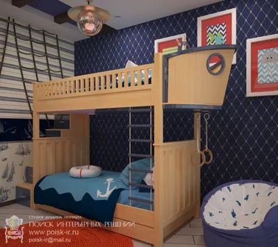 Детские комнаты с двухъярусной кроватью - фото дизайн-проектов.