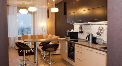 Дизайн кухни 14 кв. м с диваном и телевизором: фото удачных идей интерьера