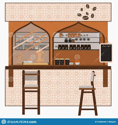 векторная иллюстрация мини-мобильного кафе-кафе Иллюстрация вектора -  иллюстрации насчитывающей стул, семья: 233666464