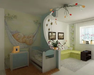 Интерьер однокомнатной квартиры с ребенком - 69 фото