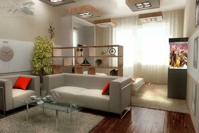 Дизайн жилой комнаты в однокомнатной квартире - 67 фото