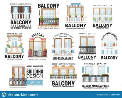 Окна и значки вектора балконов. Дизайн дома Иллюстрация вектора -  иллюстрации насчитывающей загородка, логос: 193772302