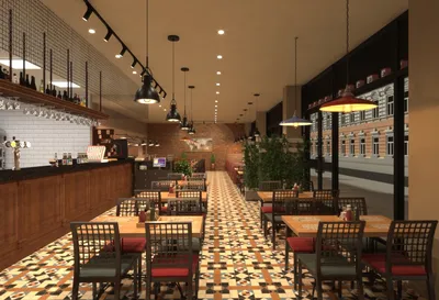 RestСon - Дизайн-проект пиццерии на 80 посадочных мест с обслуживанием