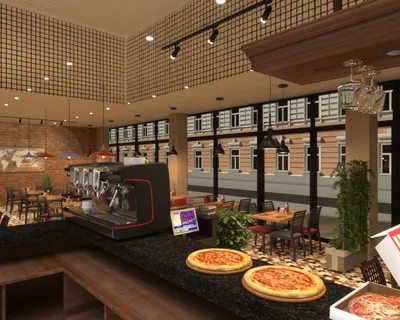 Дизайн-проект пиццерии на 80 п.м. с обслуживанием — Проектирование и дизайн