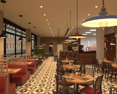 RestСon - Дизайн-проект пиццерии на 80 посадочных мест с обслуживанием
