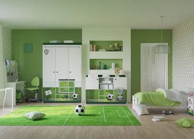 Серо зеленая детская комната - 75 фото