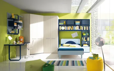 Оформление интерьера детской комнаты в зеленом цвете
