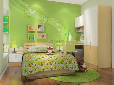 Зеленая детская комната визуализации изображение_Фото номер 500336113_JPG  Формат изображения_ru.lovepik.com