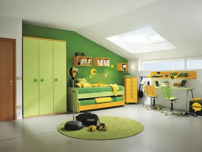 Зеленая мебель в детской - 74 фото