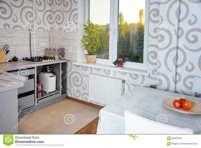 Современный простой дизайн интерьера кухни в светлых квартирах Стоковое  Изображение - изображение насчитывающей зодчества, имущество: 65031843